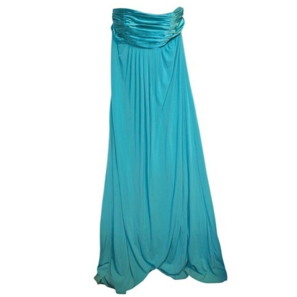 David's Bridal Strapless Maxi Dress Tiffany Blue Size 10 Bridesmaid Formal Prom